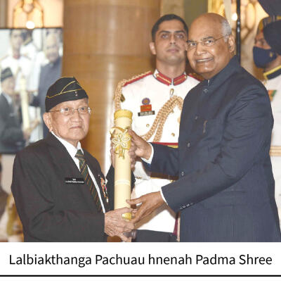 Lalbiakthanga leh C Kamlova hnenah President-in Padma Shree a hlân
